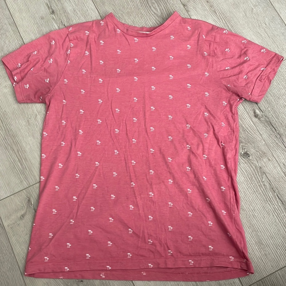 pink and white palm tree shirt size medium